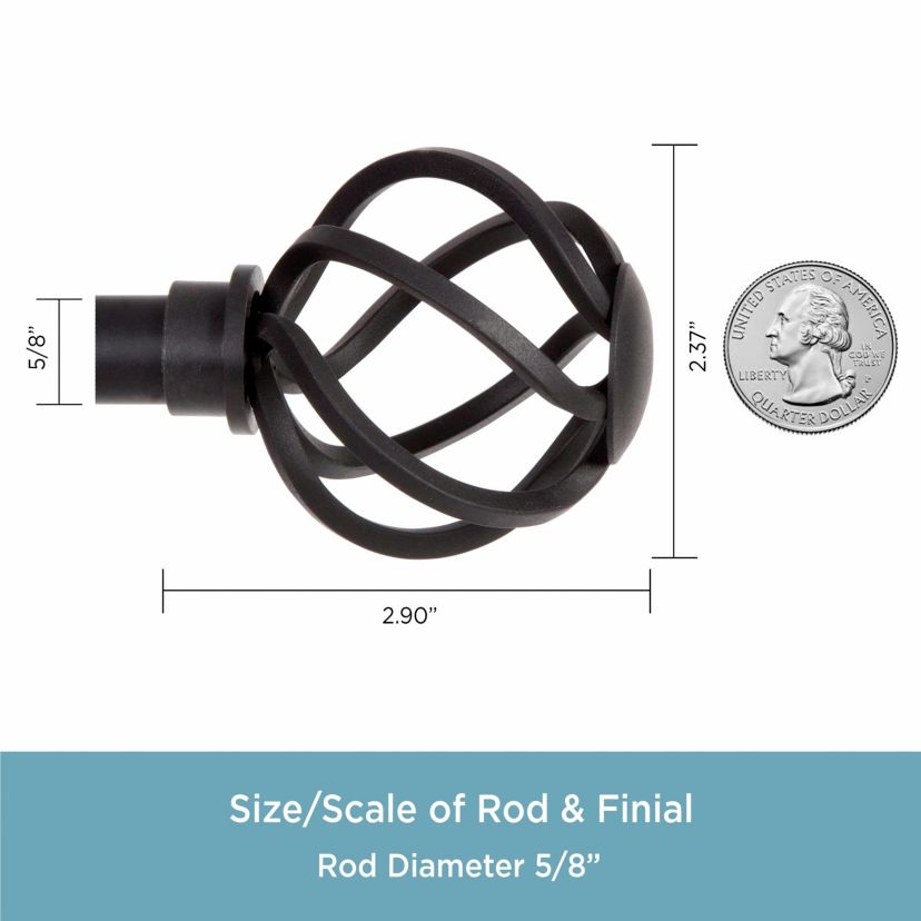 Cage 5/8" Standard Decorative Window Curtain Rod