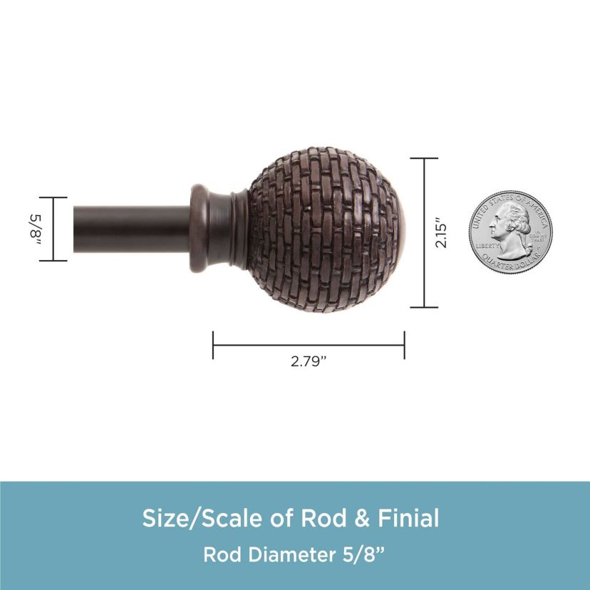 Woven Ball 5/8" Standard Decorative Window Curtain Rod