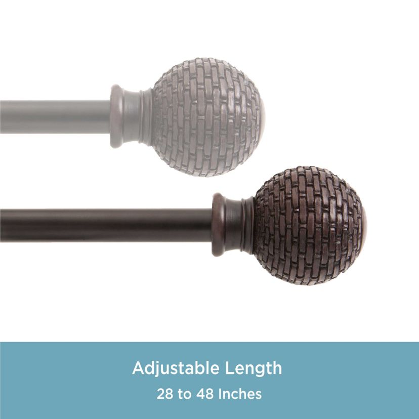 Woven Ball 5/8" Standard Decorative Window Curtain Rod