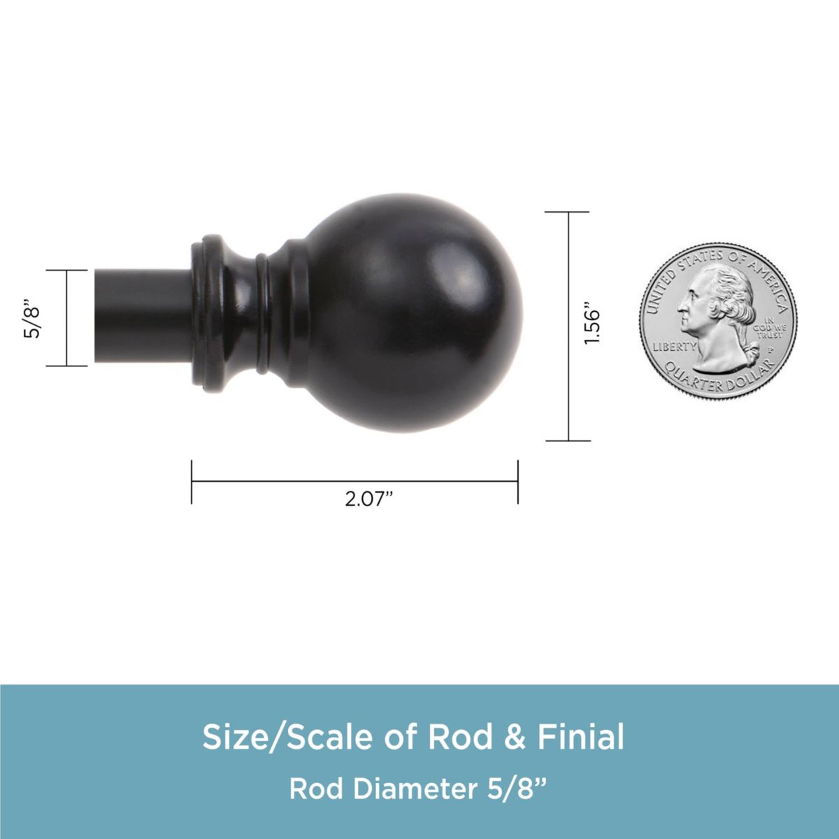 Ball 5/8" Standard Decorative Window Double Curtain Rod