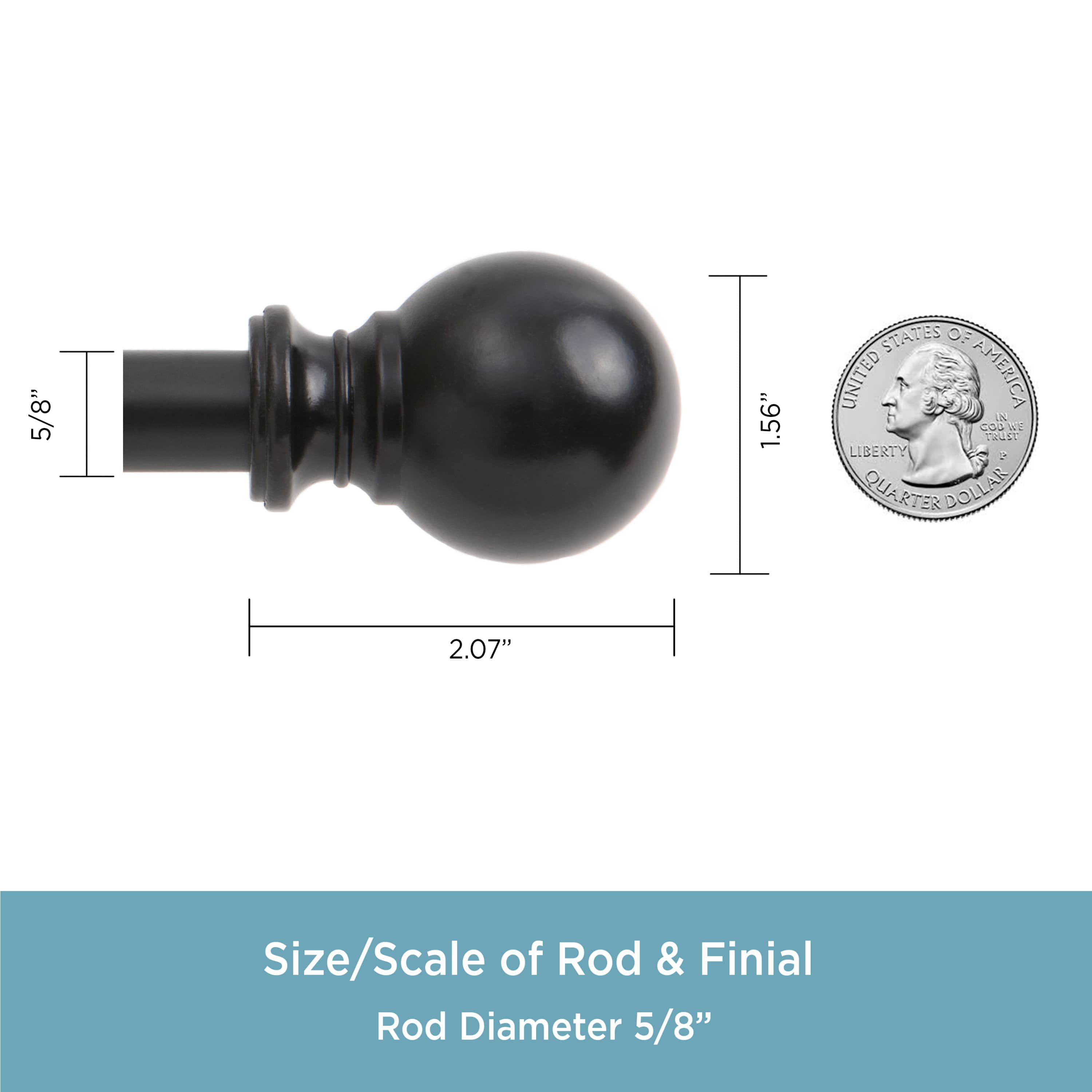 Ball 5/8" Standard Decorative Window Double Curtain Rod