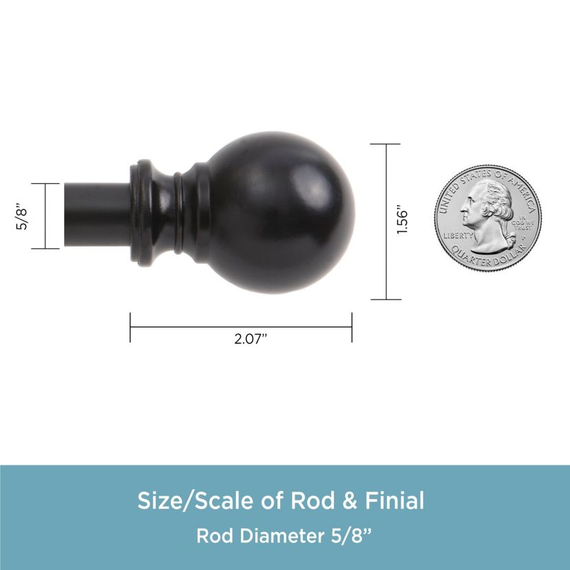 Ball 5/8" Standard Decorative Window Double Curtain Rod