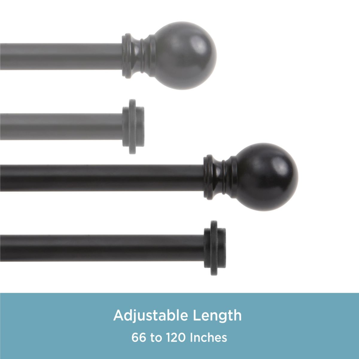 Ball 5/8" Standard Decorative Window Double Curtain Rod