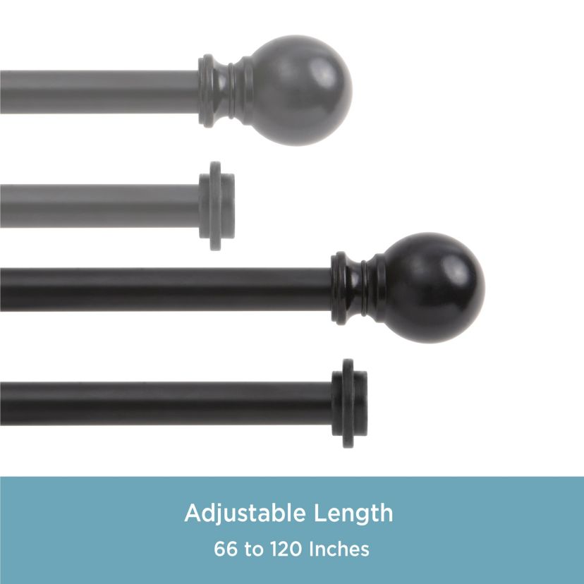 Ball 5/8" Standard Decorative Window Double Curtain Rod