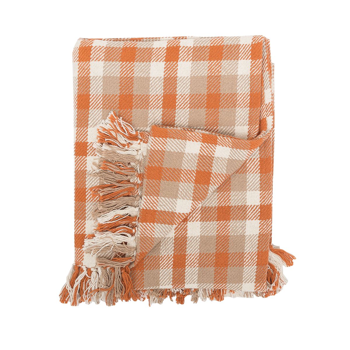 50" x 60" Dunmore Plaid Pumpkin Orange Plaid Woven Accent Throw Blanket