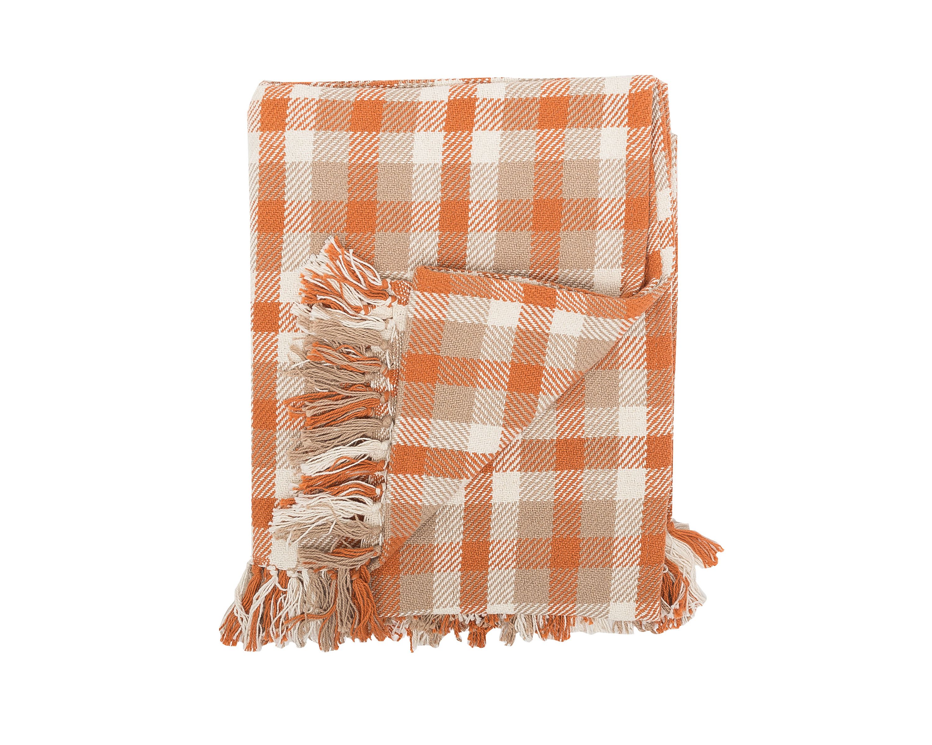 50" x 60" Dunmore Plaid Pumpkin Orange Plaid Woven Accent Throw Blanket