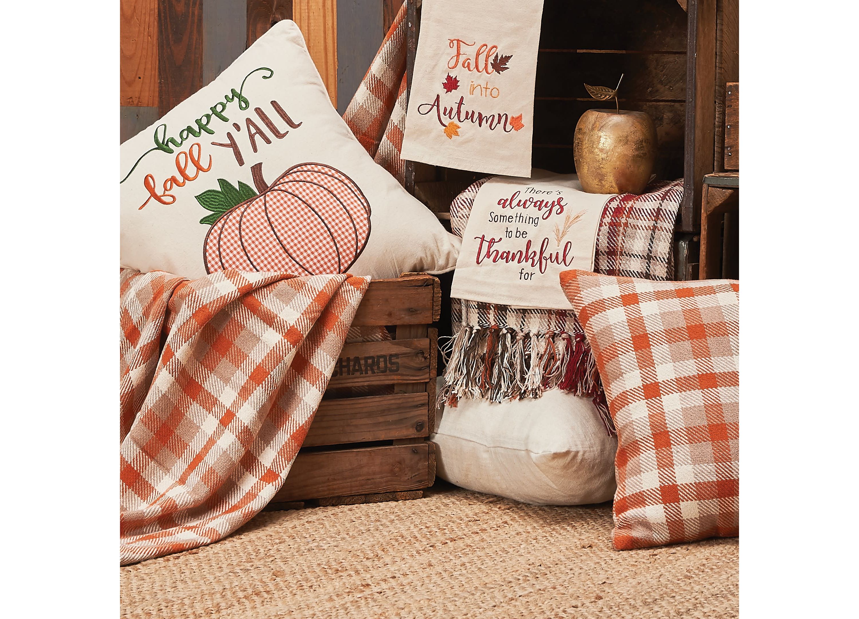 50" x 60" Dunmore Plaid Pumpkin Orange Plaid Woven Accent Throw Blanket