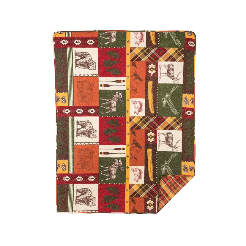 Keaton Forest Lodge Cabin Rustic Bear Deer Throw