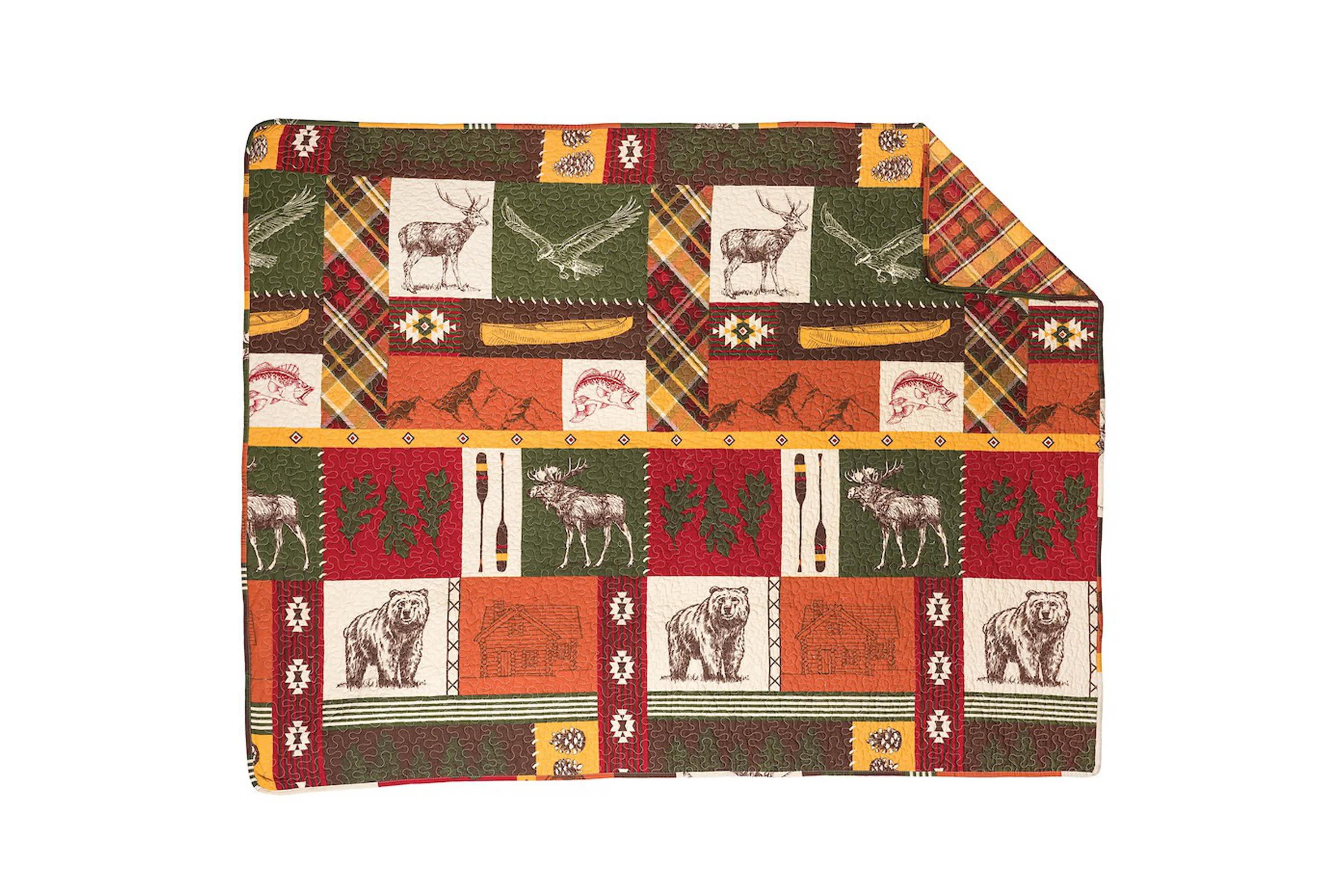 Keaton Forest Lodge Cabin Rustic Bear Deer Throw