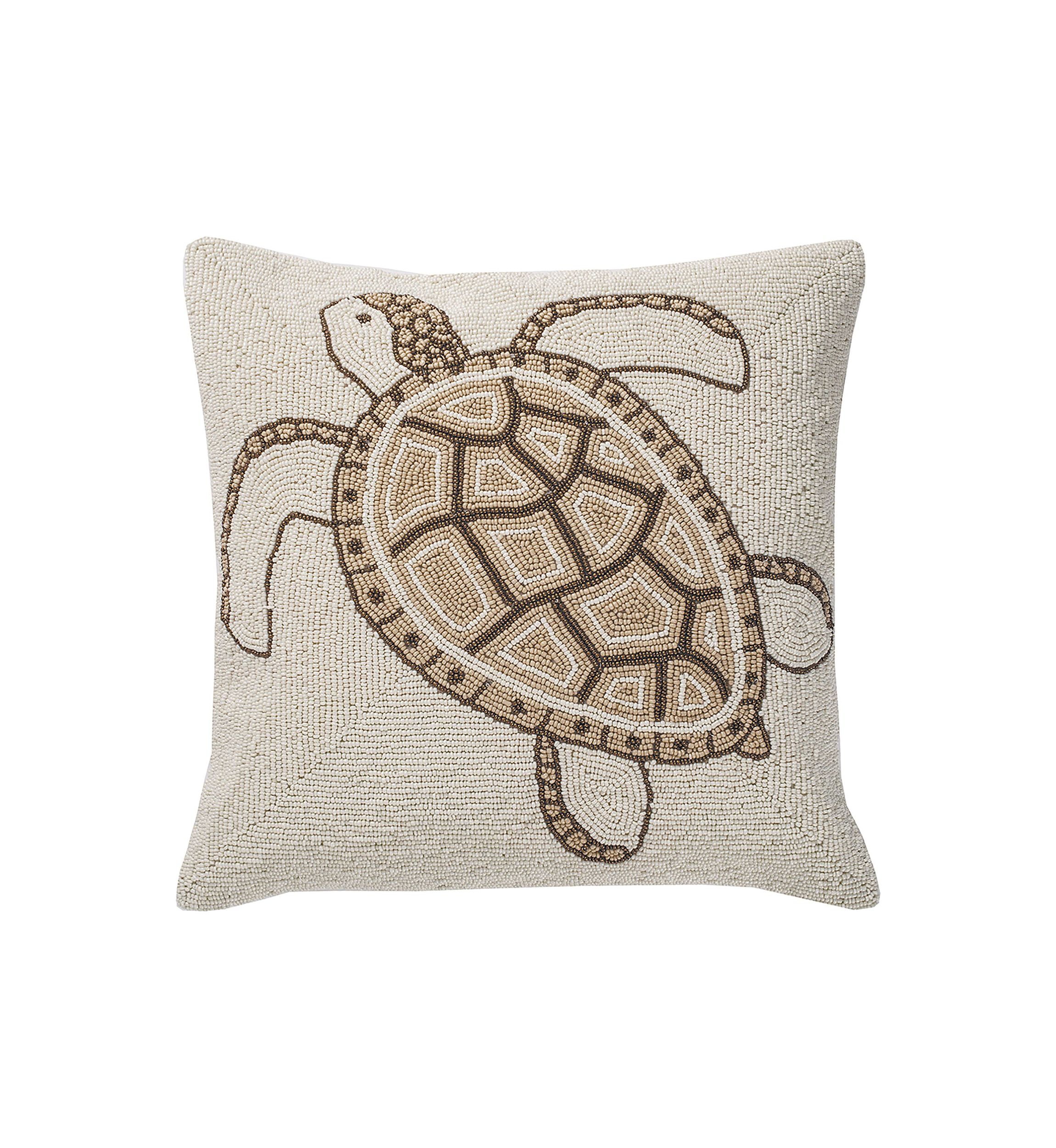 Turtle Hand Beaded Pillow