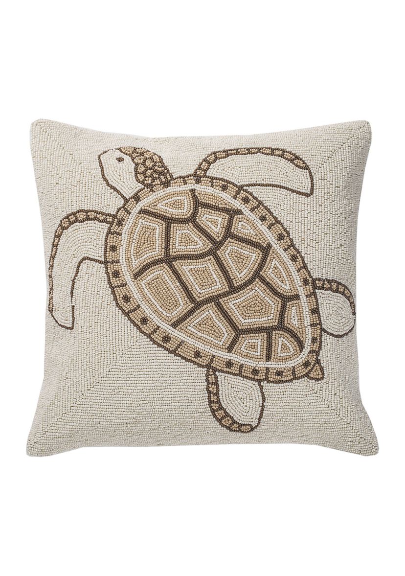 Turtle Hand Beaded Pillow