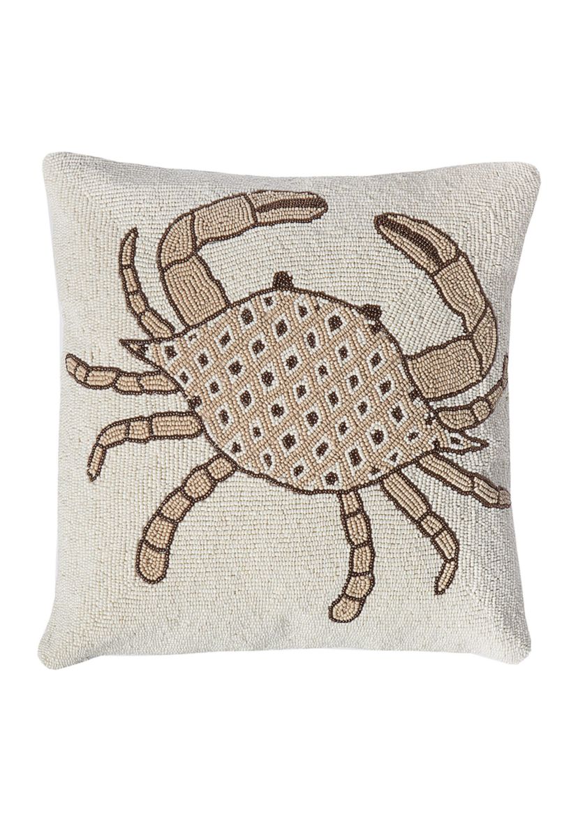 Crab Hand Beaded Pillow