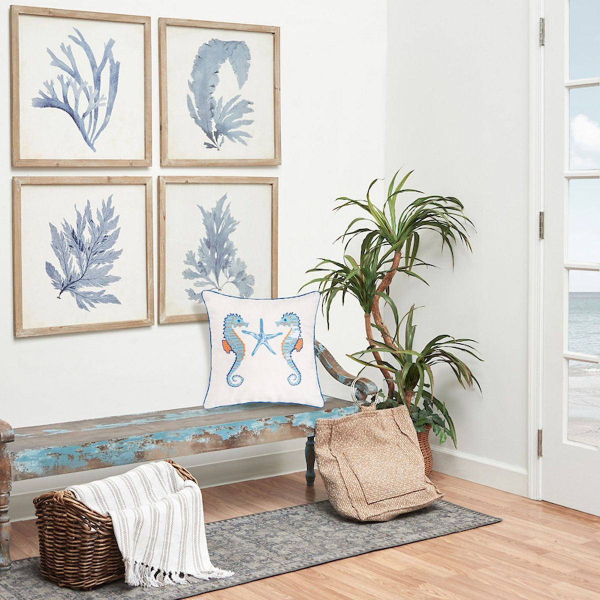 Seahorse Sequined Pillow