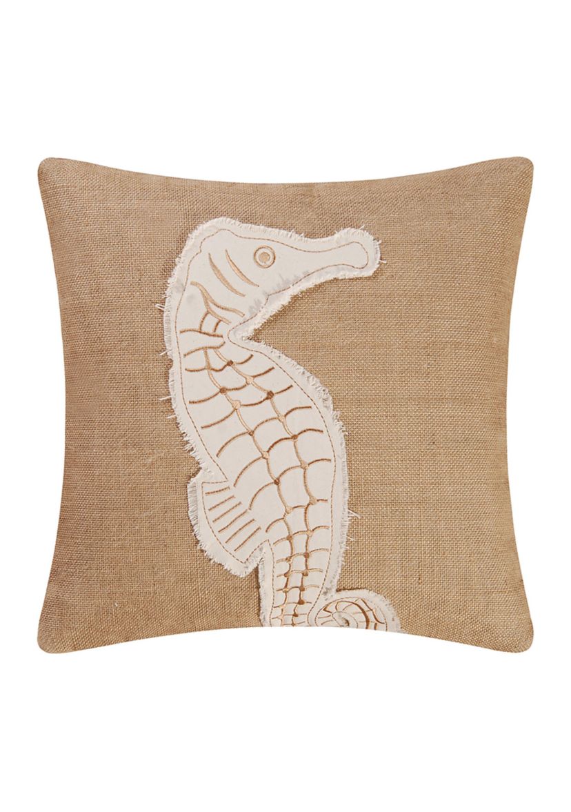 Burlap Seahorse Pillow