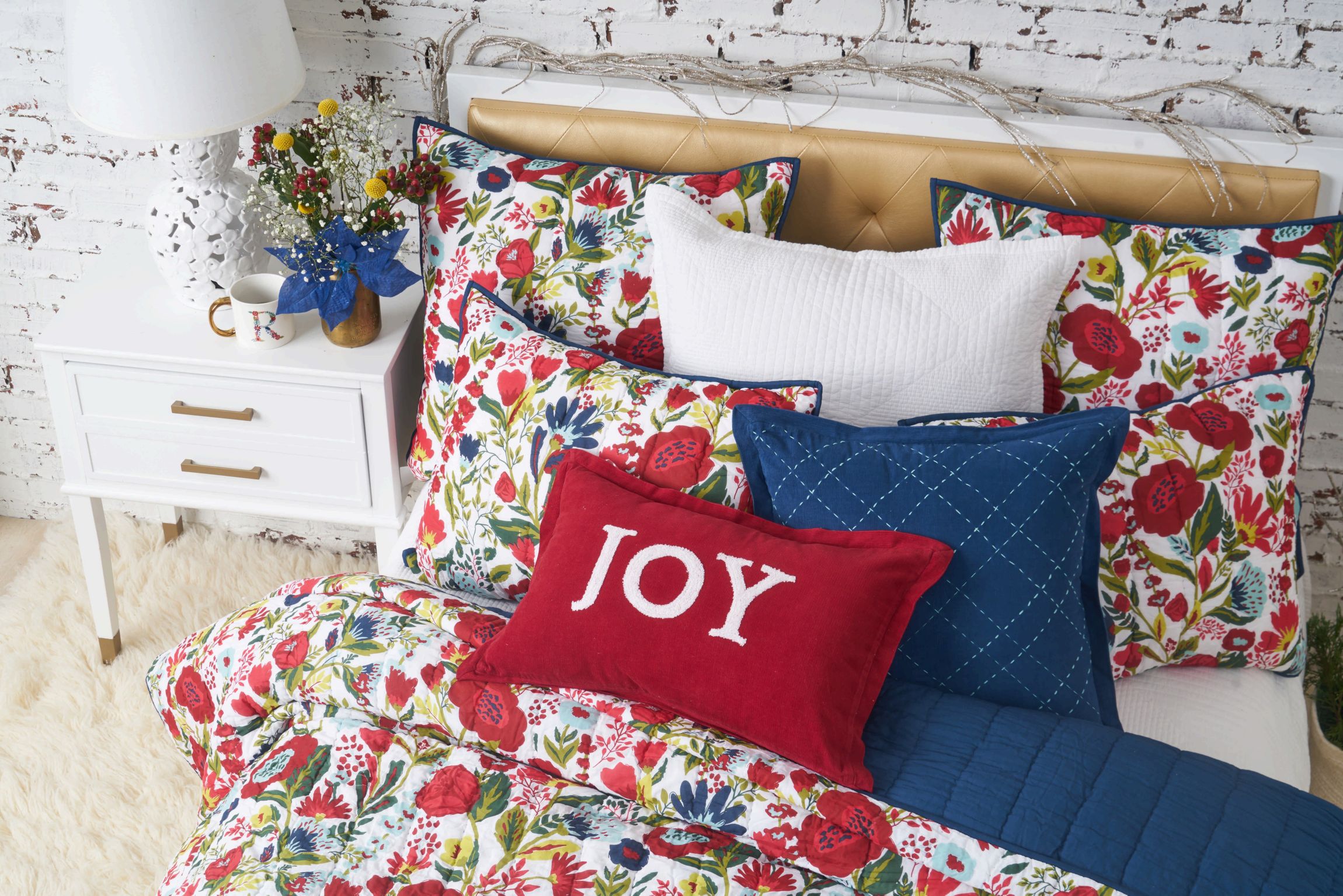 Elliot Ruby Christmas Throw Pillow 20" x 20"