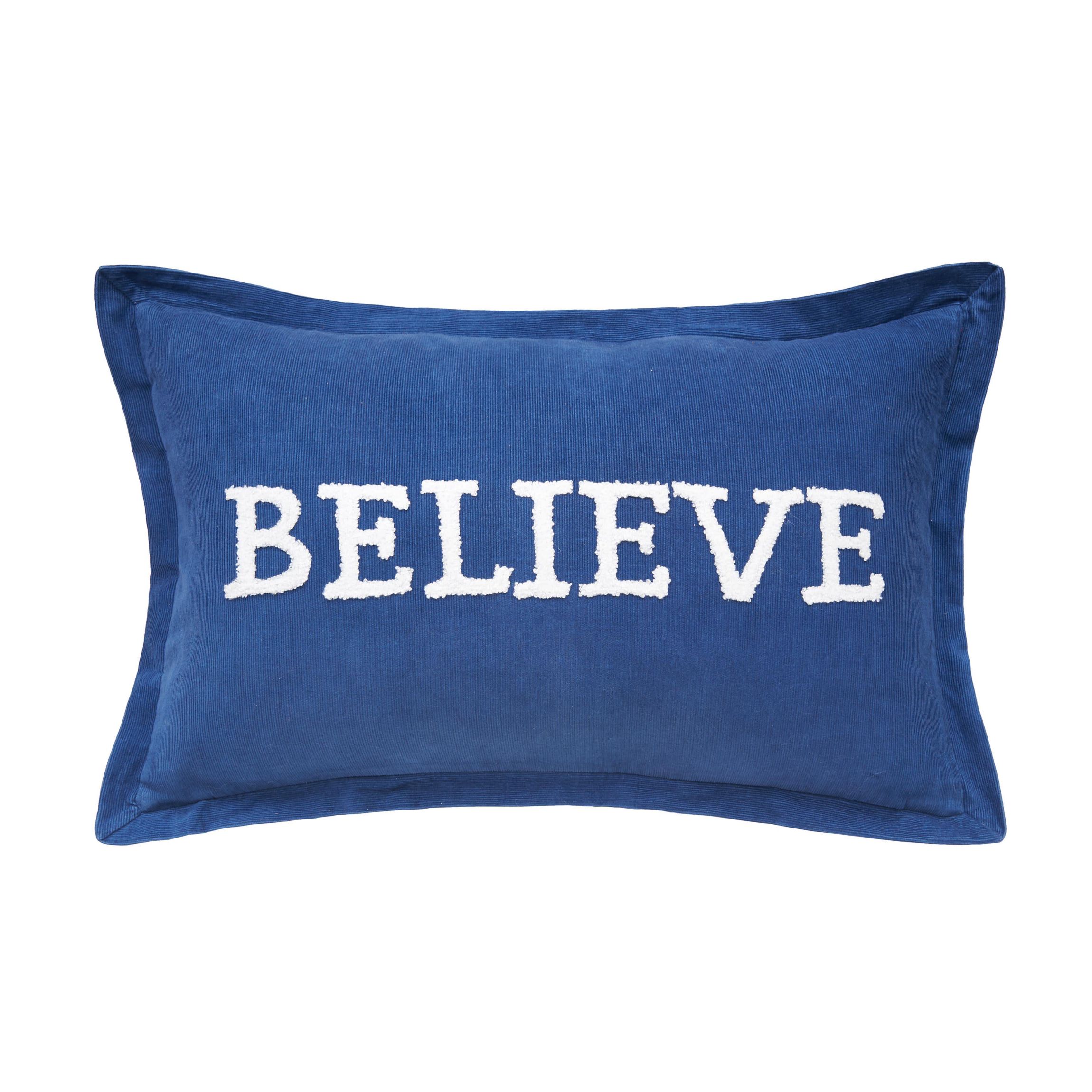 Believe Indigo Christmas Throw Pillow 14" x 22"