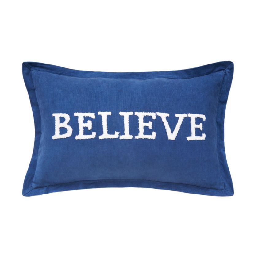 Believe Indigo Christmas Throw Pillow 14" x 22"