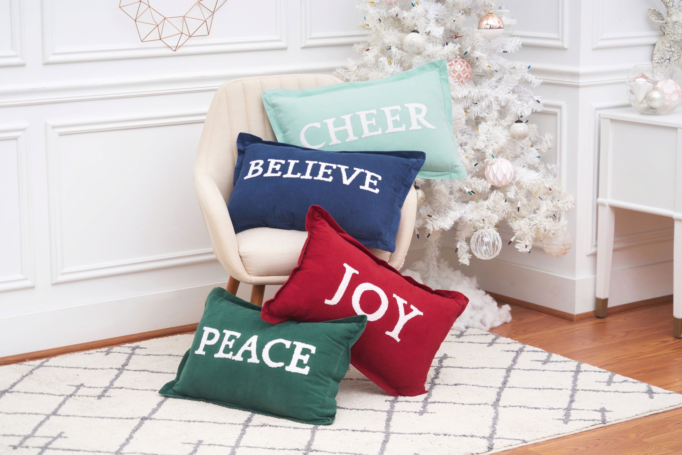 Believe Indigo Christmas Throw Pillow 14" x 22"