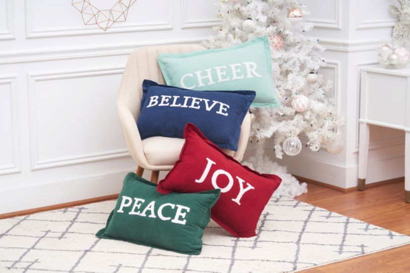 Believe Indigo Christmas Throw Pillow 14" x 22"