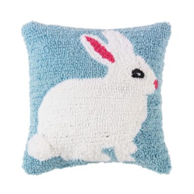 C&F Home Easter Bunny Hooked 12" x 12 Inch Throw Pillow, White