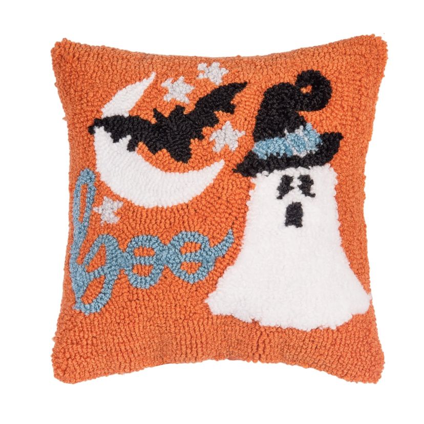 12" x 12" Witch Ghost Hooked Throw Pillow