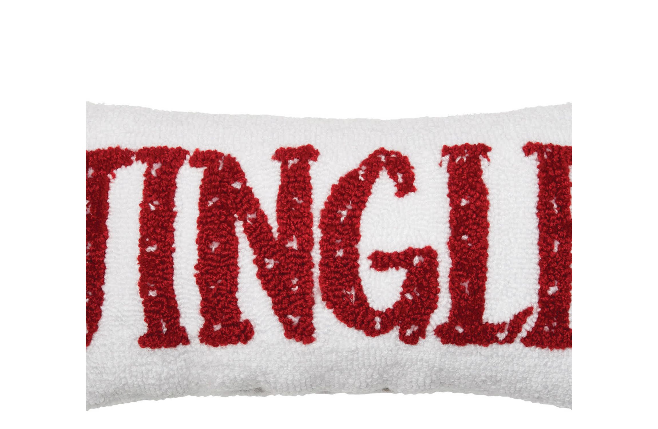 Jingle/Cheer Reversible Hooked Christmas Throw Pillow 10" x 20"