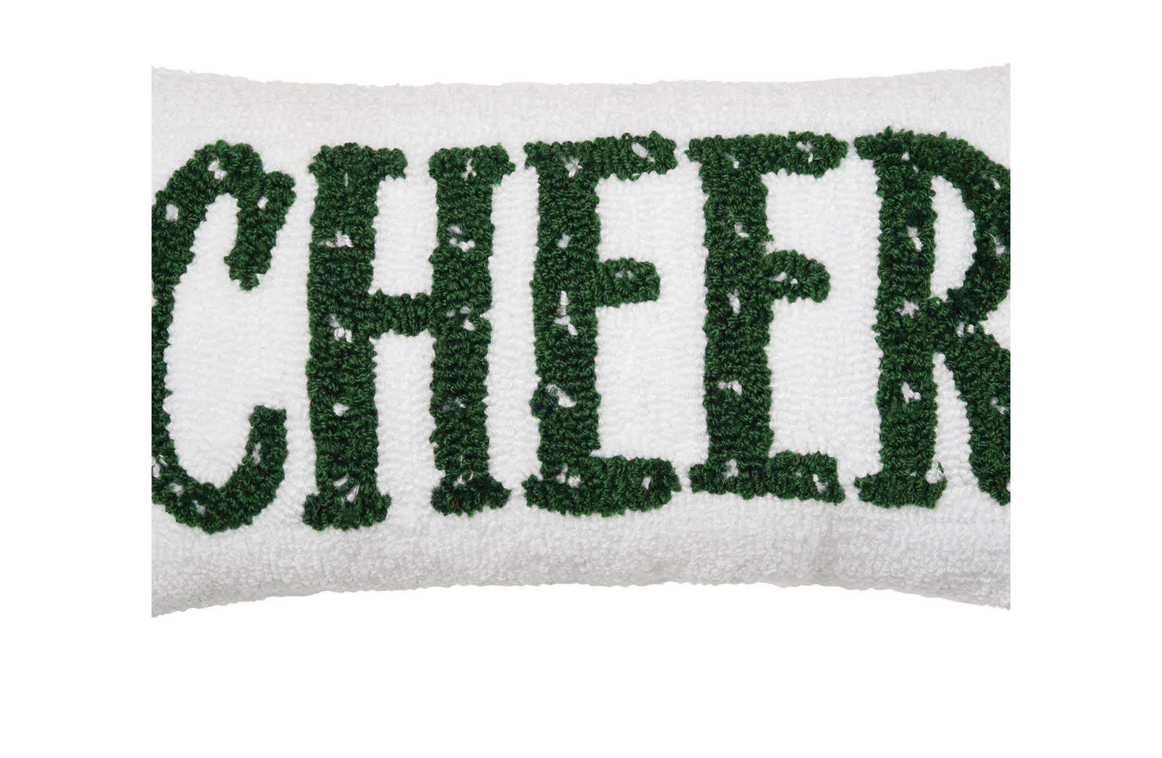 Jingle/Cheer Reversible Hooked Christmas Throw Pillow 10" x 20"