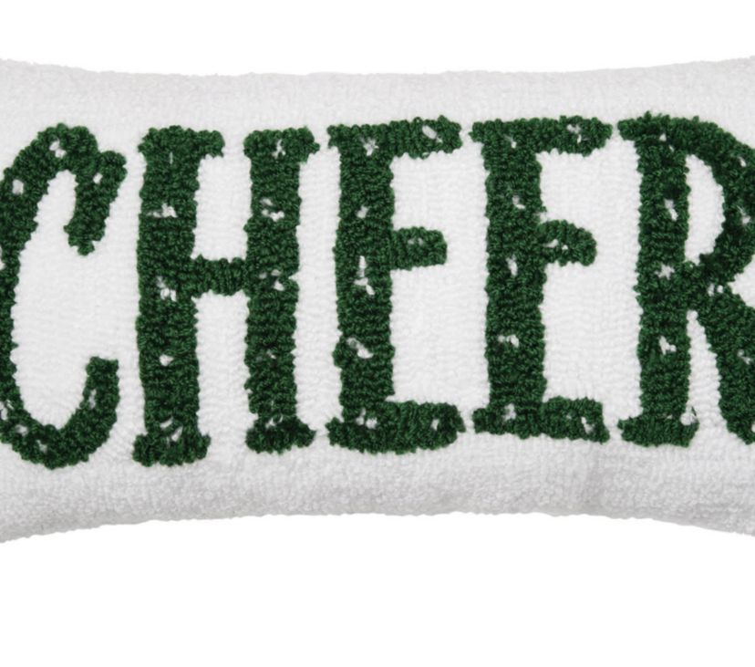 Jingle/Cheer Reversible Hooked Christmas Throw Pillow 10" x 20"