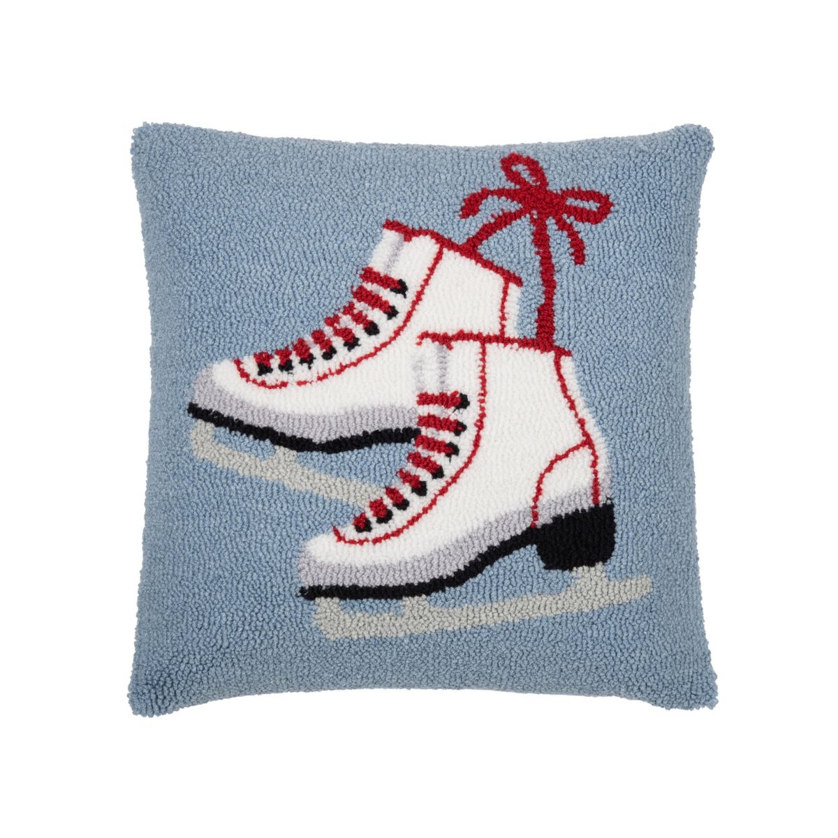 Ice Skates Hooked Christmas Throw Pillow Christmas Throw Christmas Throw Pillow 18" x 18"