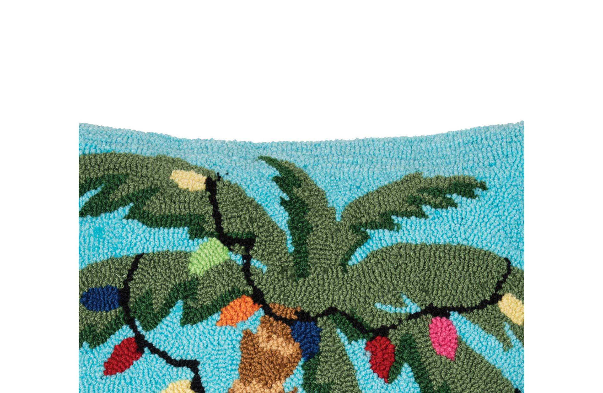 Christmas Palm Tree With Lights Hooked Christmas Throw Pillow 18" x 18"
