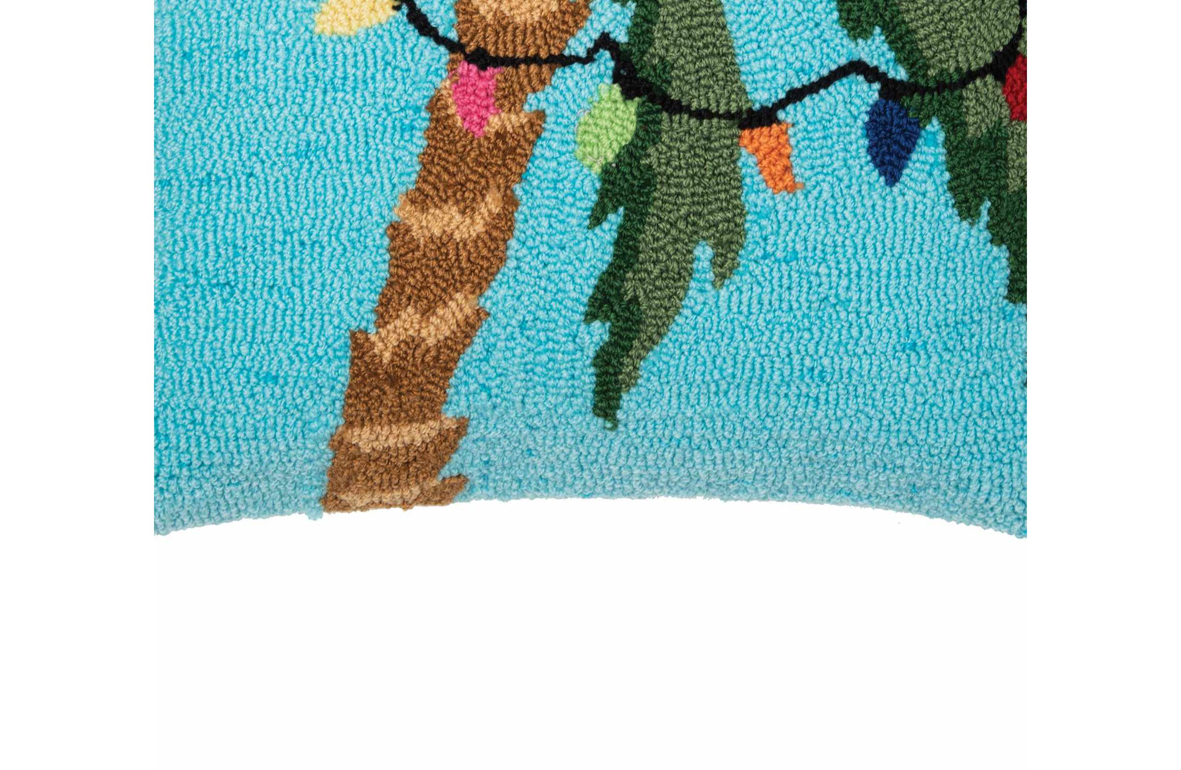 Christmas Palm Tree With Lights Hooked Christmas Throw Pillow 18" x 18"