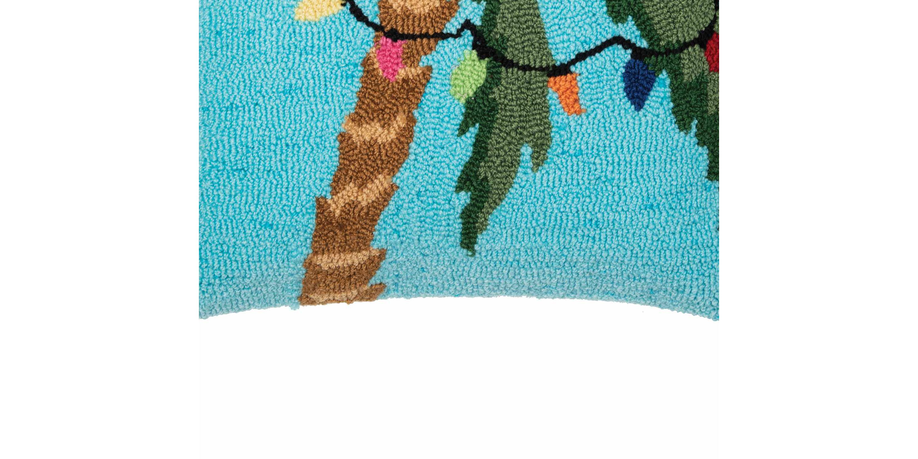 Christmas Palm Tree With Lights Hooked Christmas Throw Pillow 18" x 18"