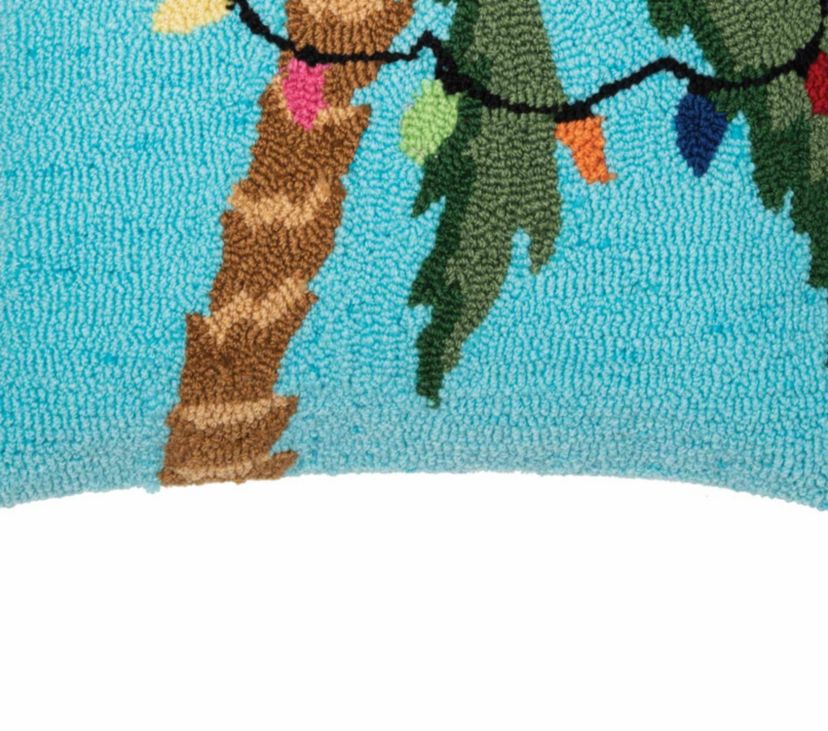 Christmas Palm Tree With Lights Hooked Christmas Throw Pillow 18" x 18"
