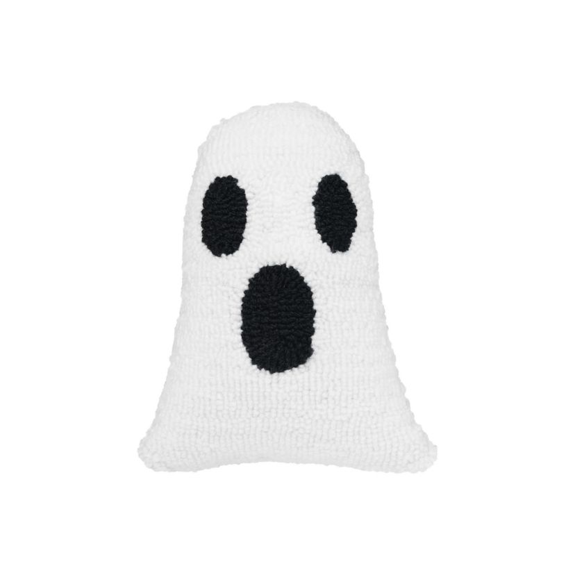 Ghost Shaped Halloween Hooked Small Petite Halloween Throw Pillow 8" x 10"