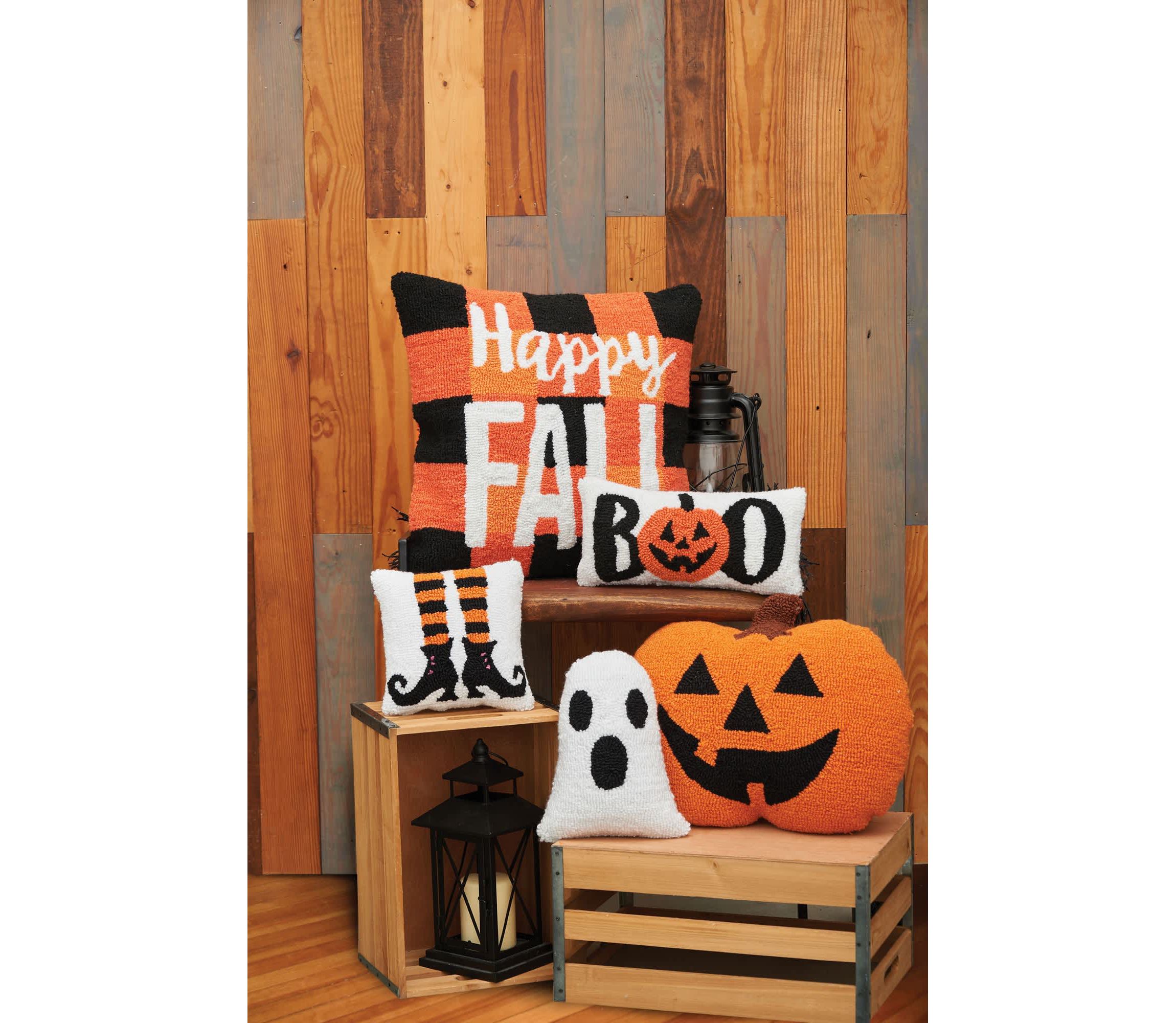Ghost Shaped Halloween Hooked Small Petite Halloween Throw Pillow 8" x 10"