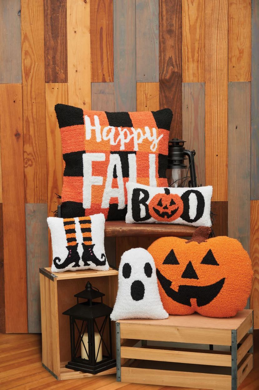Ghost Shaped Halloween Hooked Small Petite Halloween Throw Pillow 8" x 10"