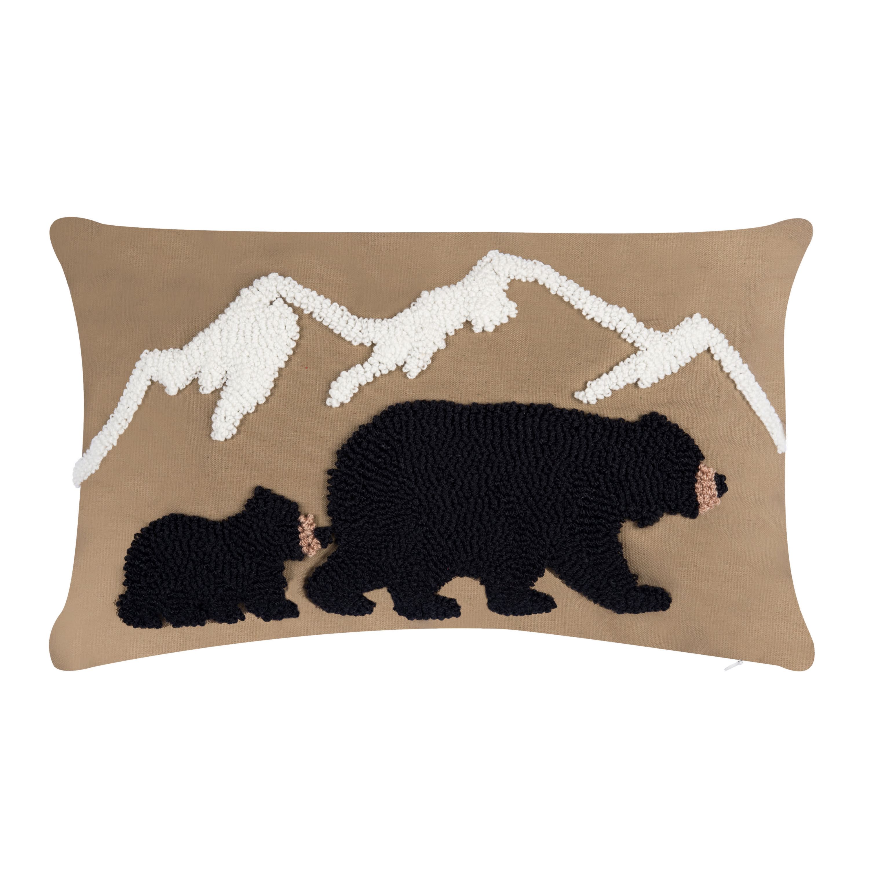 22" x 14" Bear Mountain Hooked Throw Pillow
