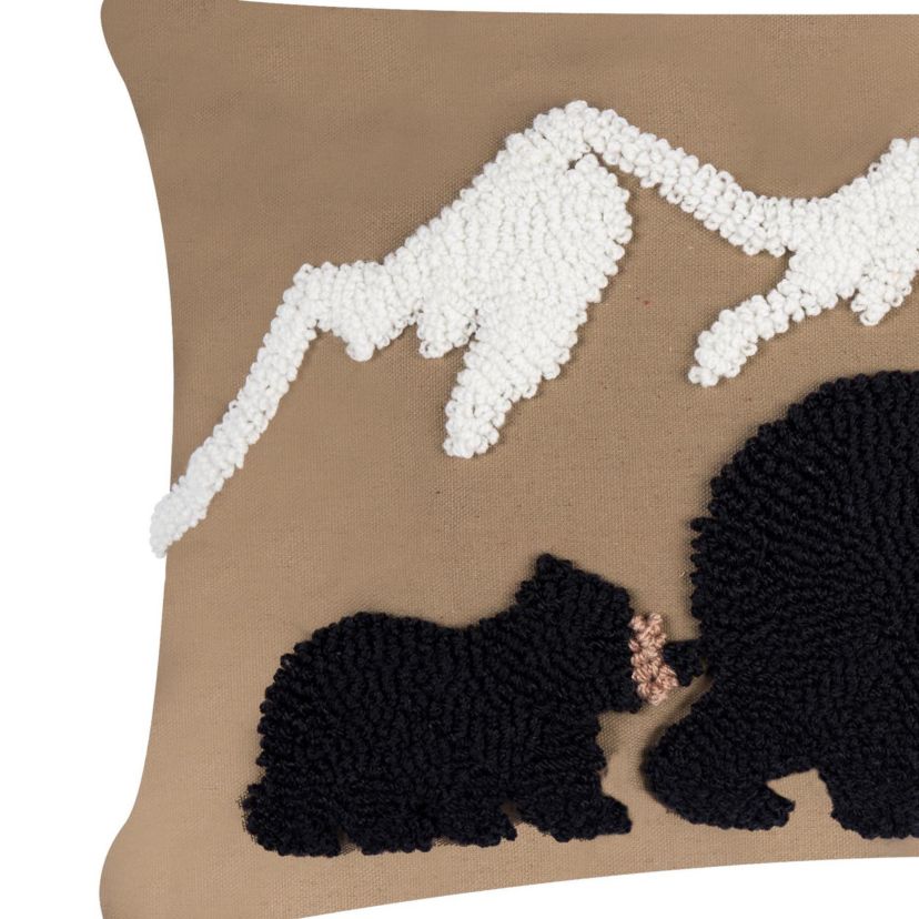 22" x 14" Bear Mountain Hooked Throw Pillow