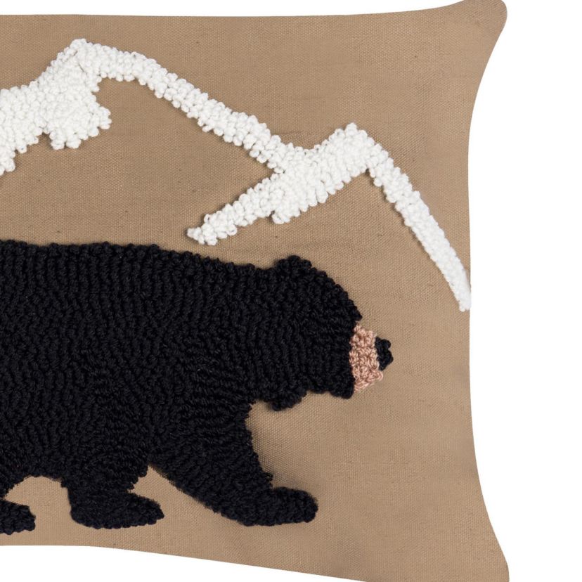 22" x 14" Bear Mountain Hooked Throw Pillow