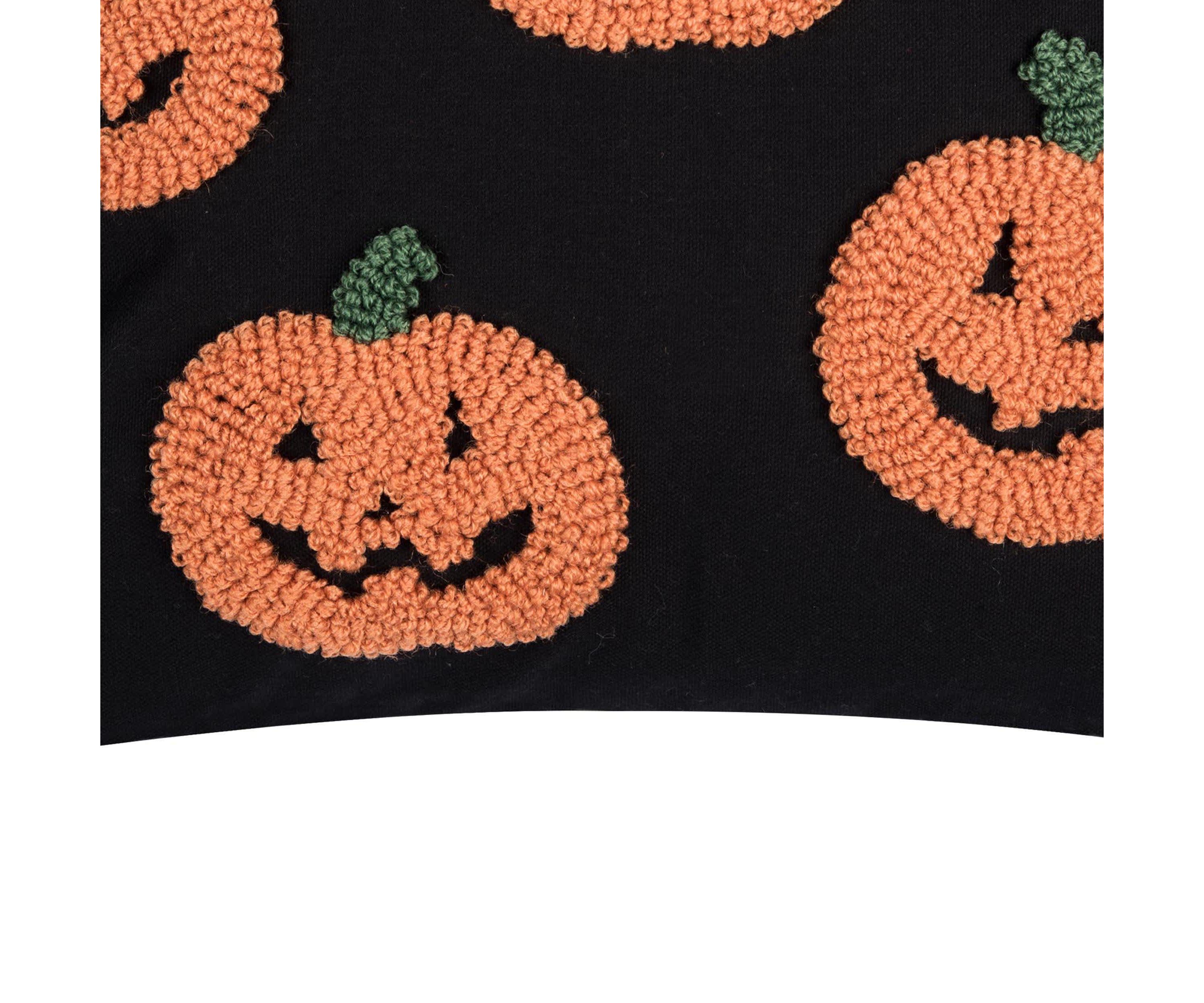 18" x 18" Pumpkin Party Hooked Throw Pillow