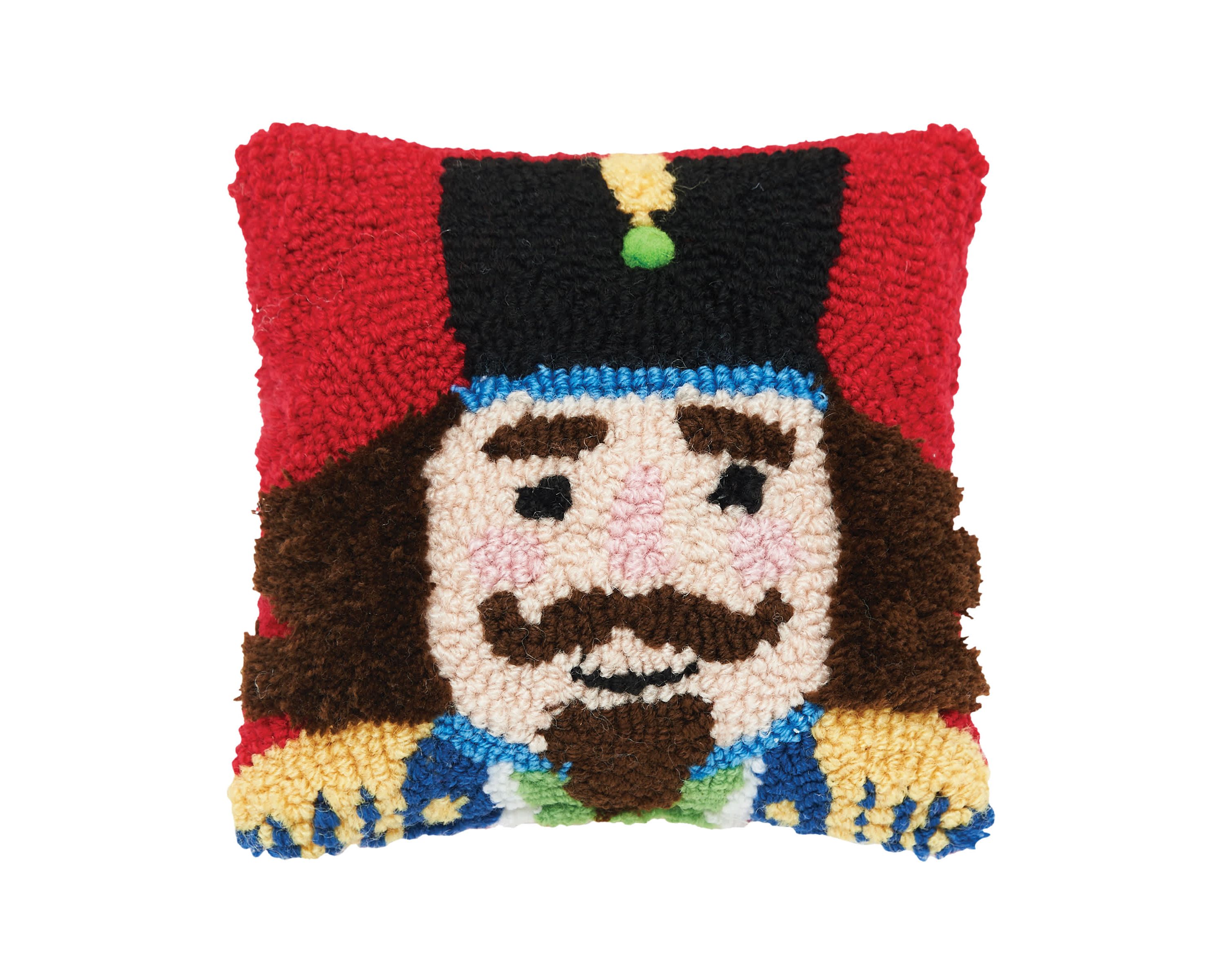 Nutcracker Hooked Small Petite Christmas Throw Pillow 8" x 8"