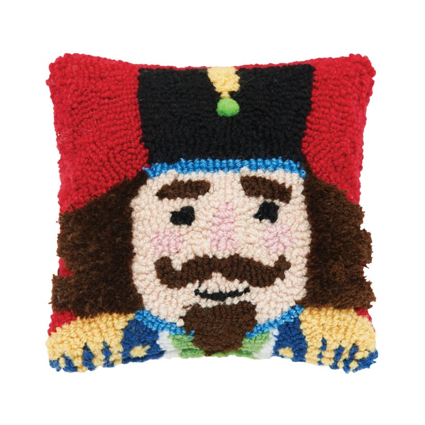 Nutcracker Hooked Small Petite Christmas Throw Pillow 8" x 8"