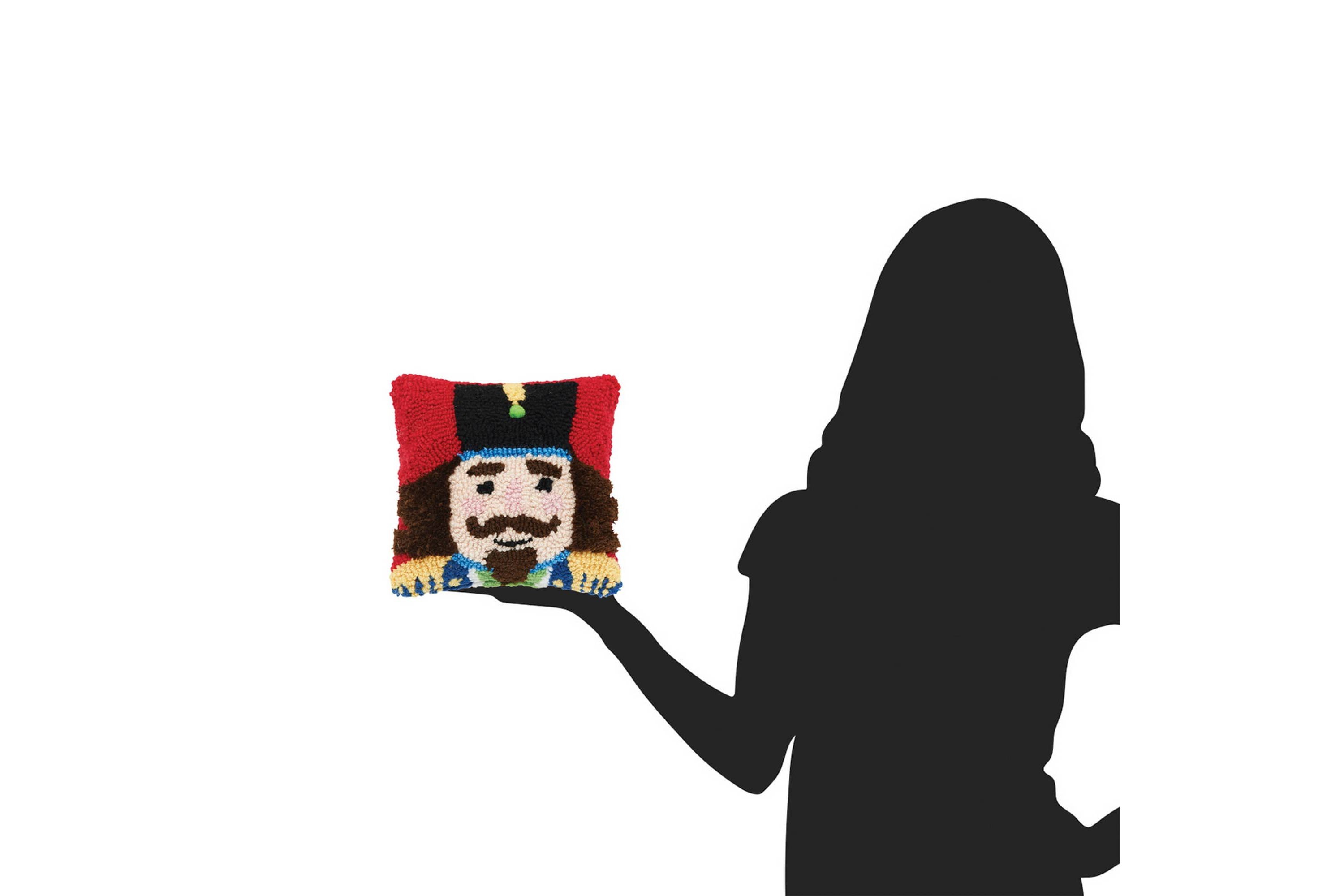 Nutcracker Hooked Small Petite Christmas Throw Pillow 8" x 8"