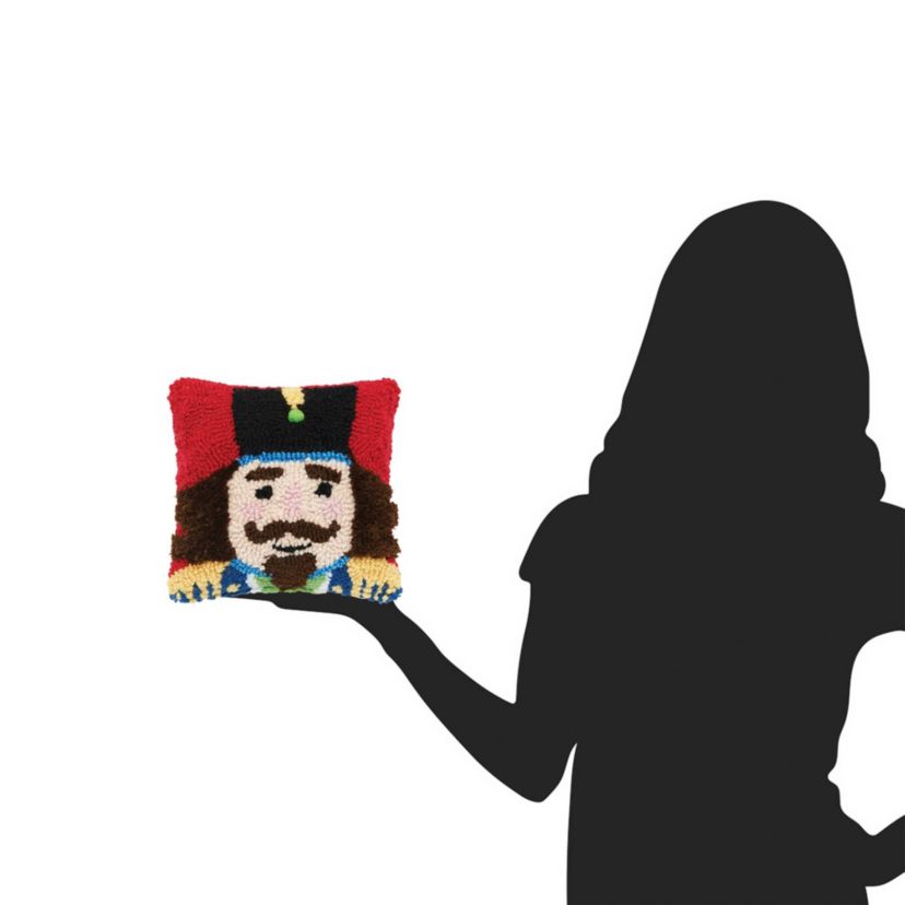 Nutcracker Hooked Small Petite Christmas Throw Pillow 8" x 8"
