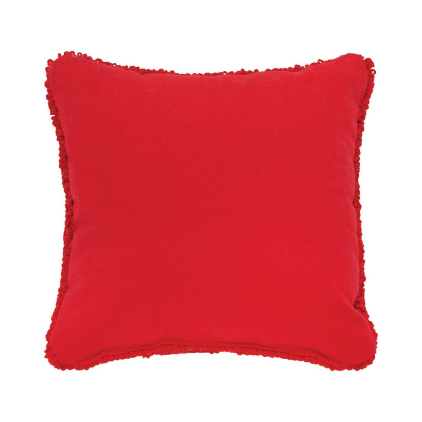 Winter Christmas Black Dog Hooked Christmas Throw Pillow 8" x 8"