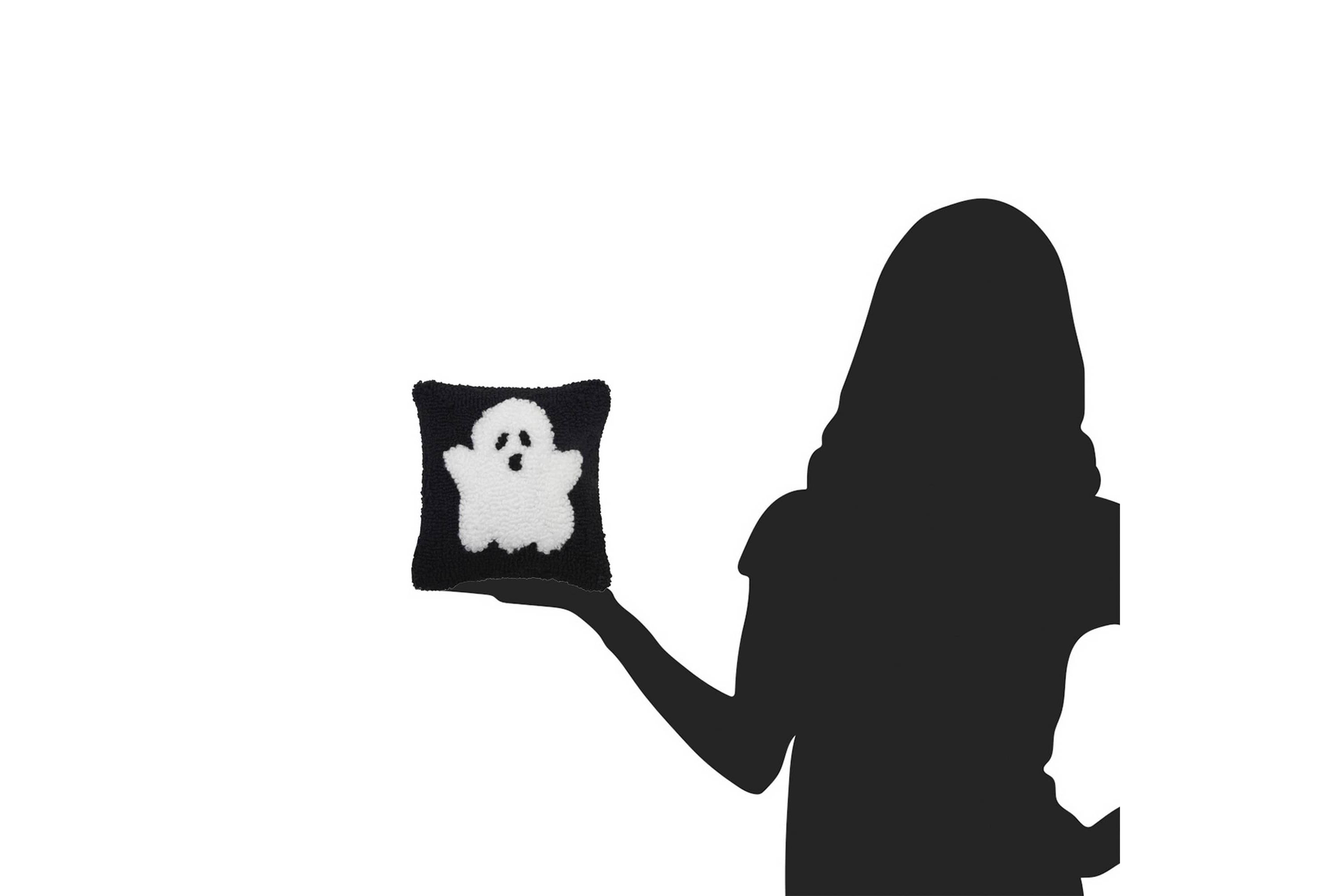 8" x 8" Mini Ghost Hooked Throw Pillow