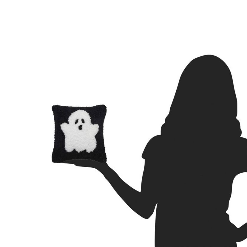 8" x 8" Mini Ghost Hooked Throw Pillow