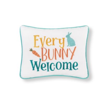 C&F Home Every Bunny Welcome Embroidered 9 x 12 Inch Throw Pillow, White