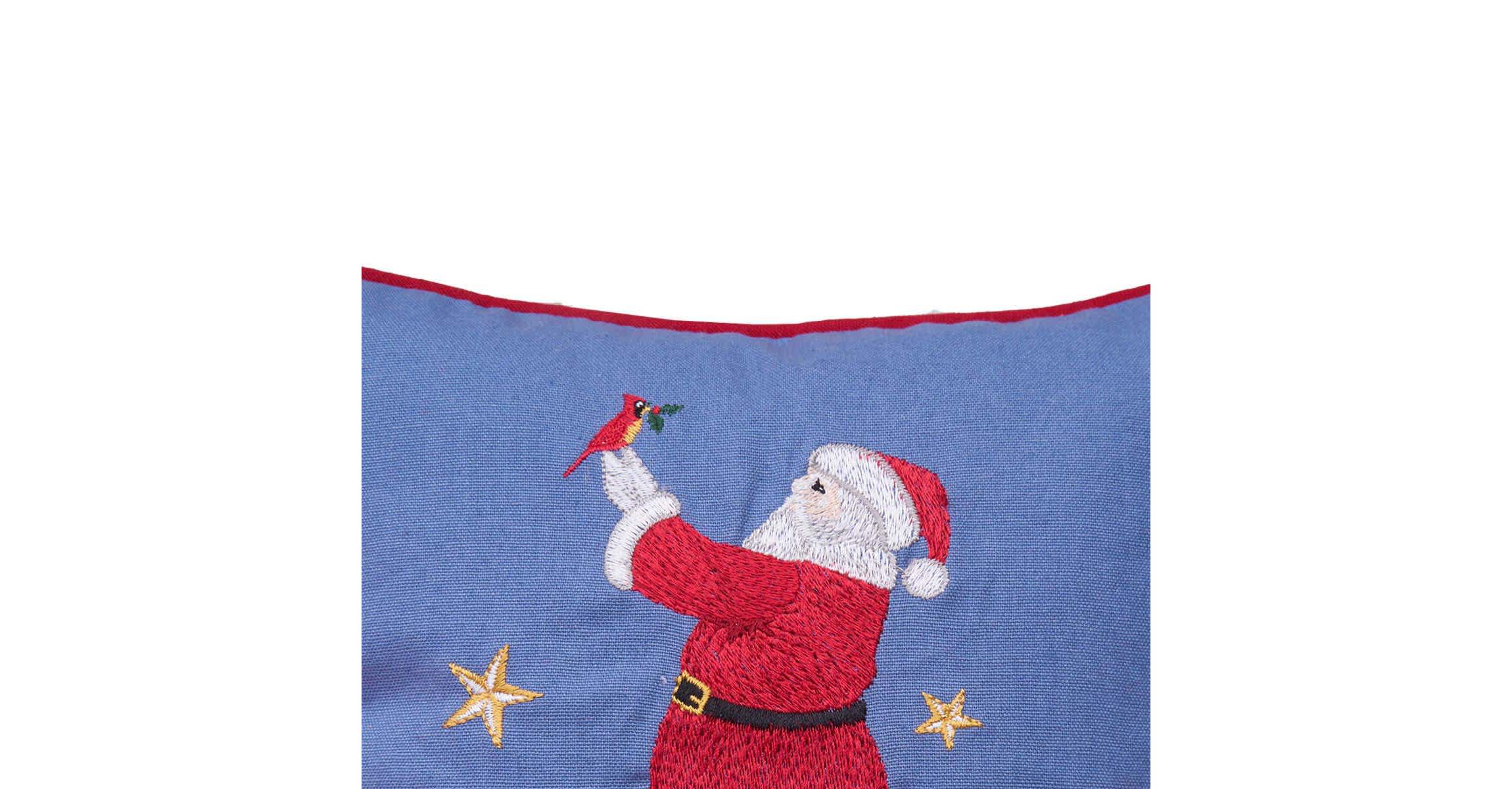 Santa and Cardinal Christmas Throw Pillow 10" x 10"
