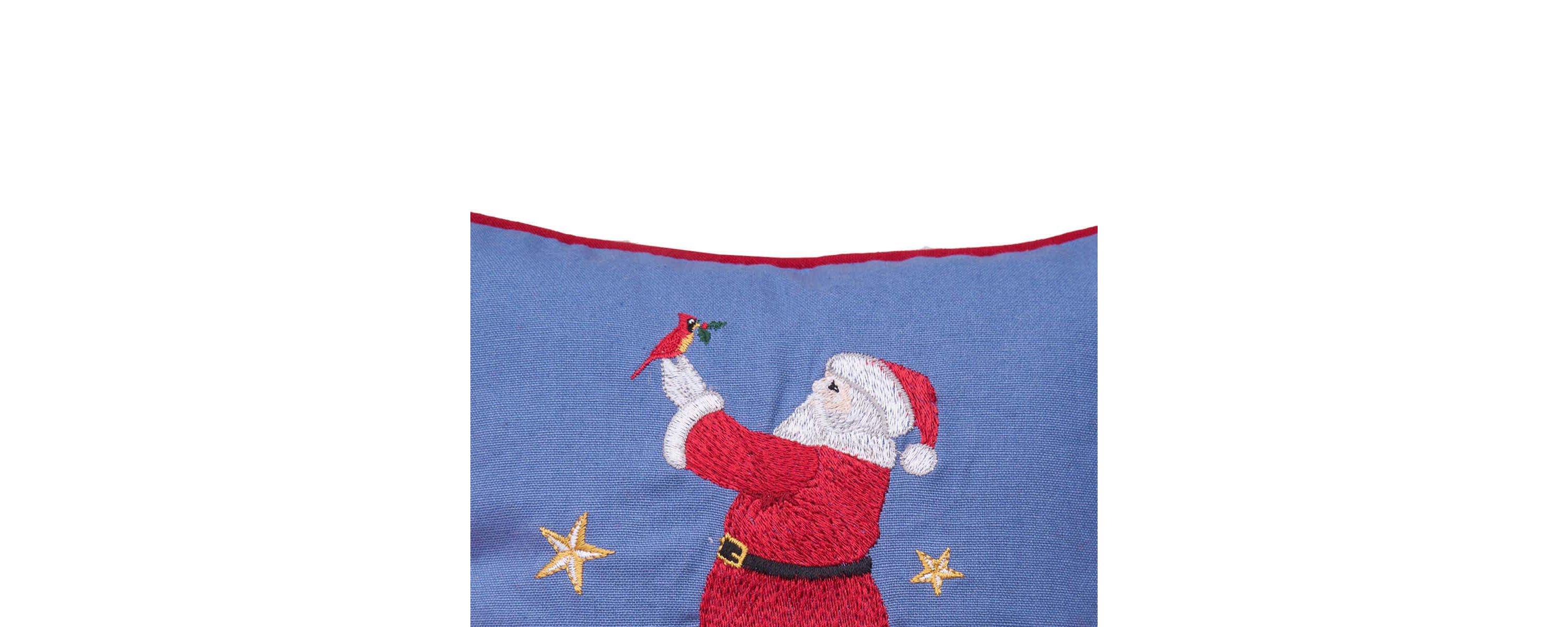 Santa and Cardinal Christmas Throw Pillow 10" x 10"